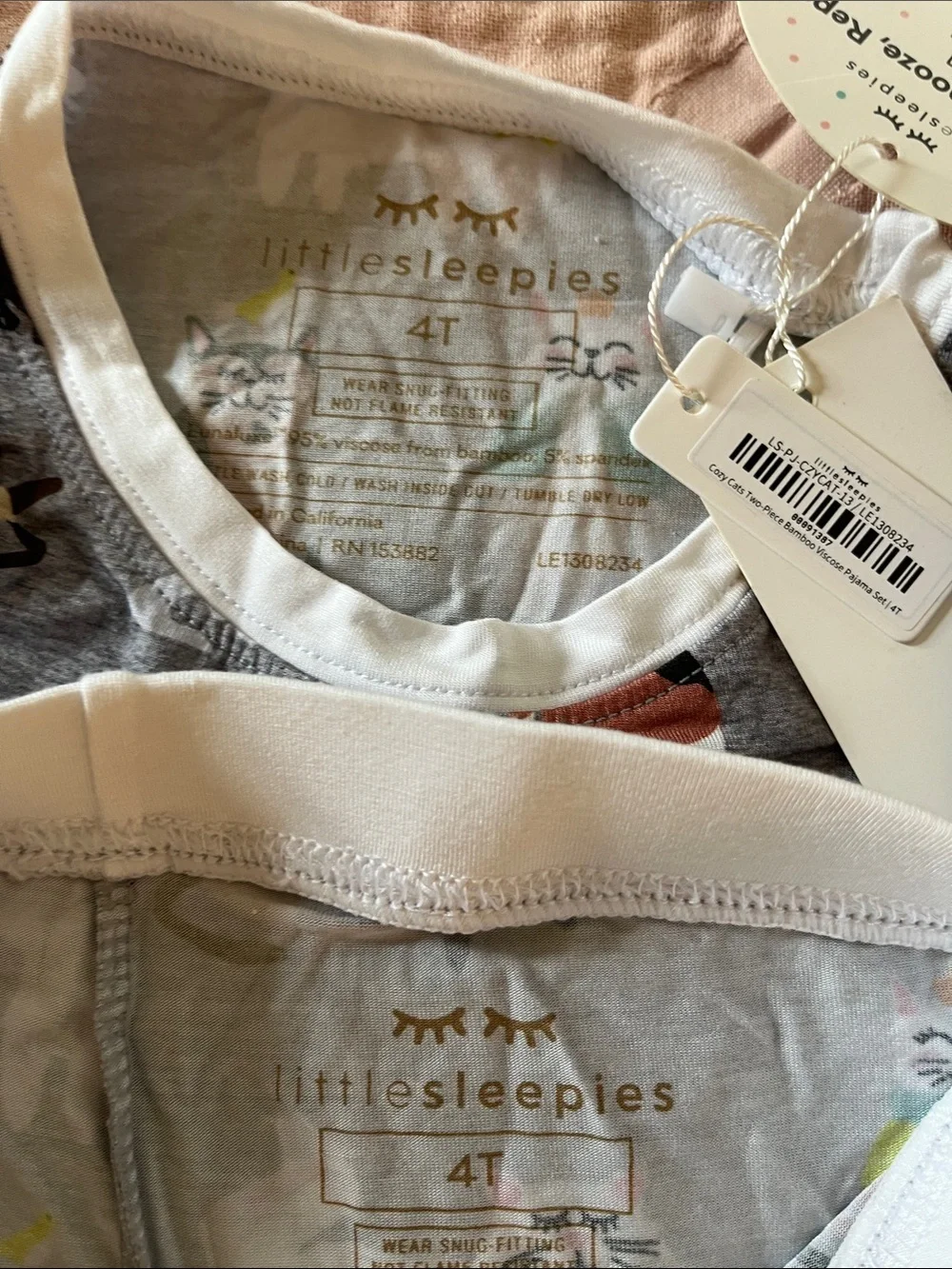 NWT Little Sleepies cat pajamas 4T
